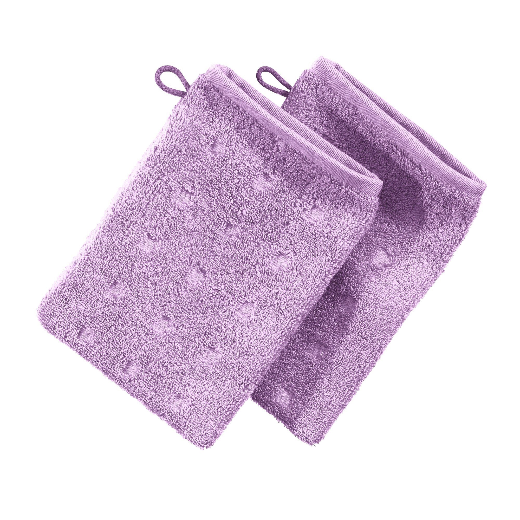 Möve Waschhandschuh Waschhandschuh "Quadretti" 2er-Pack, Frottier, Walk-Frottier Uni/Hoch- Tiefstruktur