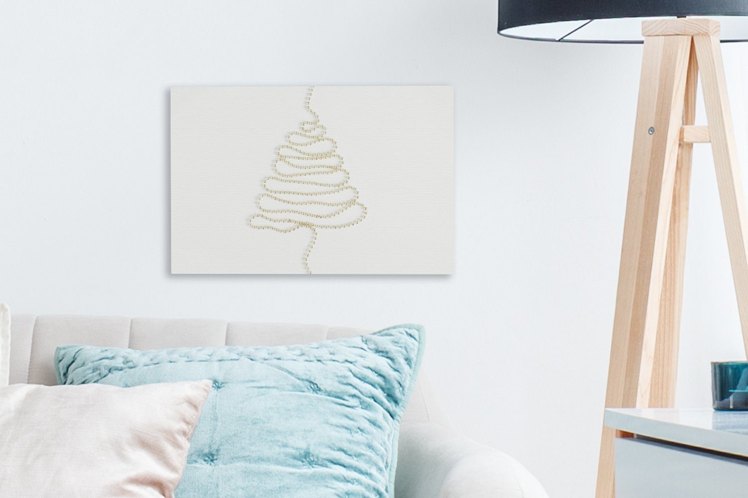 Wanddeko, Aufhängefertig, St), 30x20 cm Leinwandbild - (1 - Wandbild Winter Leinwandbilder, Perlen, OneMillionCanvasses® Baum