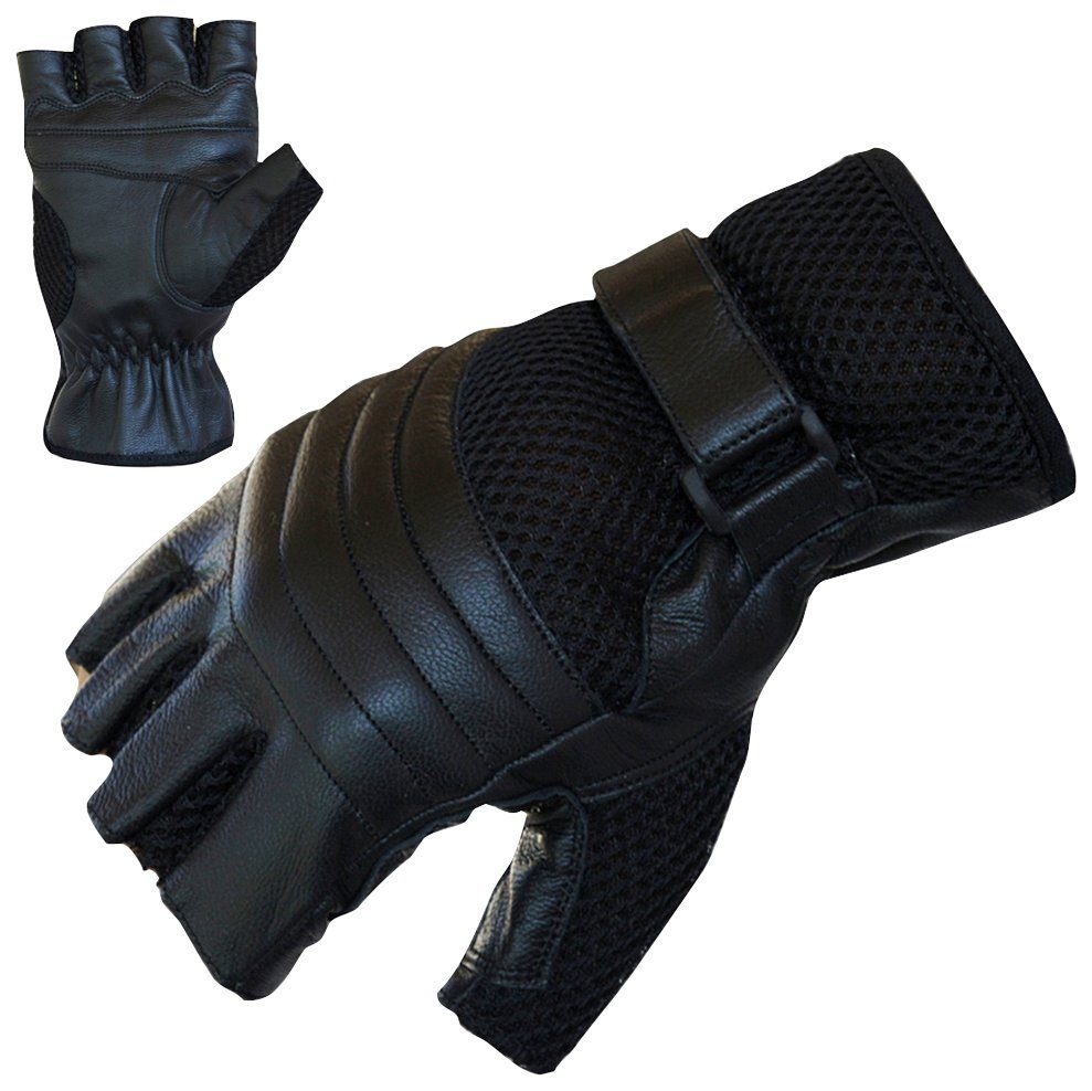 fingerlose Chopper-Handschuhe PROANTI aus Leder Motorradhandschuhe