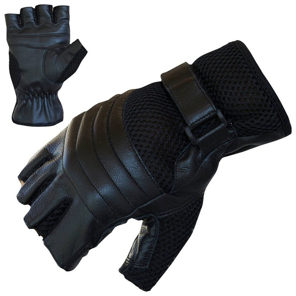 PROANTI Motorradhandschuhe fingerlose Chopper-Handschuhe aus Leder,  Optimale Passform und Griff Geeigent für Sommer Temperaturen