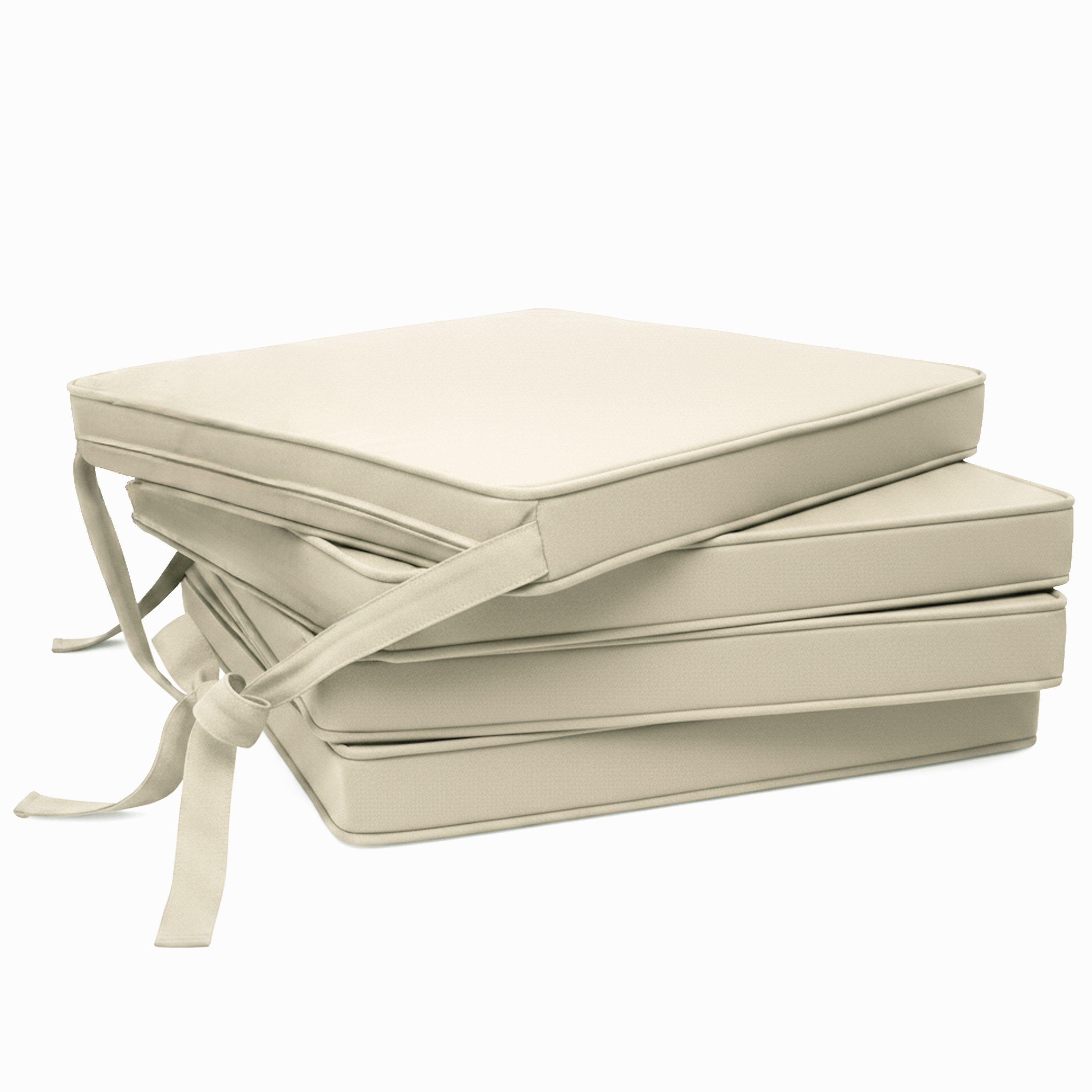 Beautissu Stuhlkissen 4er Set Loft SK Stuhlkissen Natur, 45x40x5cm, Stuhlpolster mit Bändern Sitzkissen für Stühle, rutschfest
