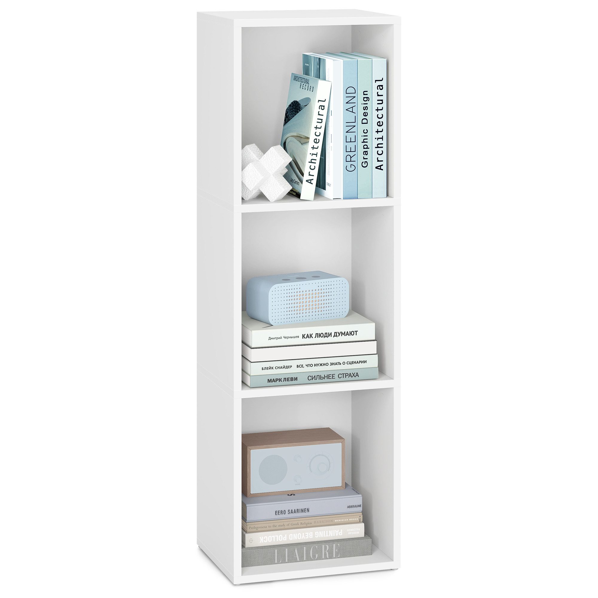 VASAGLE Bücherregal mit verstellbaren Ablagen, für Wohnzimmer, Homeoffice, Schlafzimmer, 3-stöckiges Regal, offenes Aufbewahrungsregal, 24 x 30 x 94,8 cm