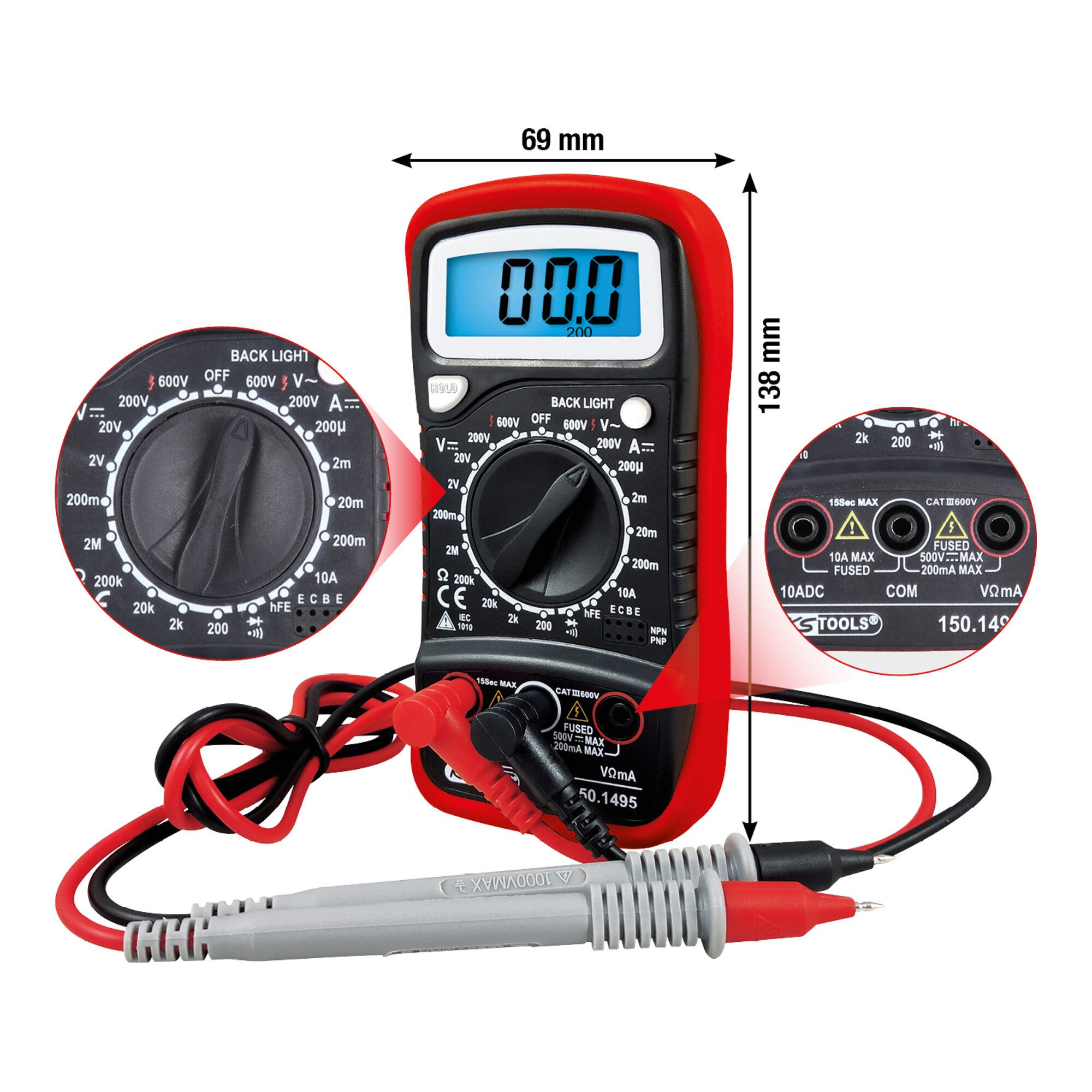 KS Tools Multimeter KS Tools Digital Multimeter inkl. Prüfspitzen