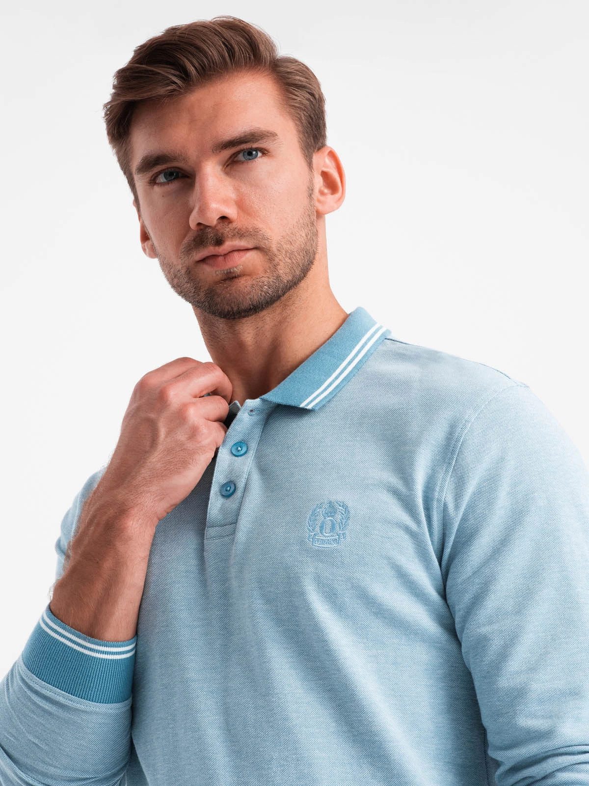 OMBRE Langarm-Poloshirt Herren-Polo-Langarm