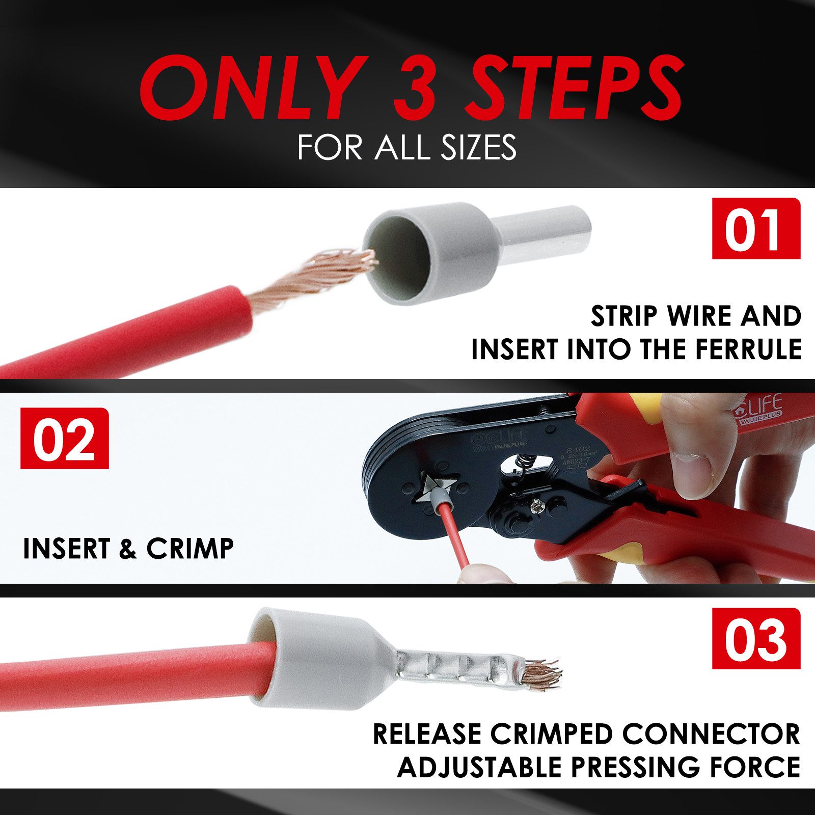 CCLIFE Zangenset Crimpzangen Aderendhülsen Crimper Crimpwerkzeuge Aderendhülsenzange