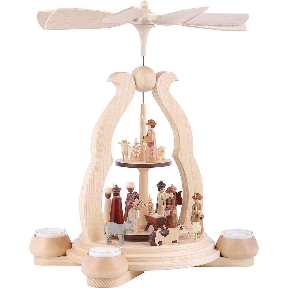 Müller Kleinkunst GmbH Seiffen Weihnachtspyramide 2-stöckige Pyramide Bogendesign (34cm) von Müller Kleinkunst