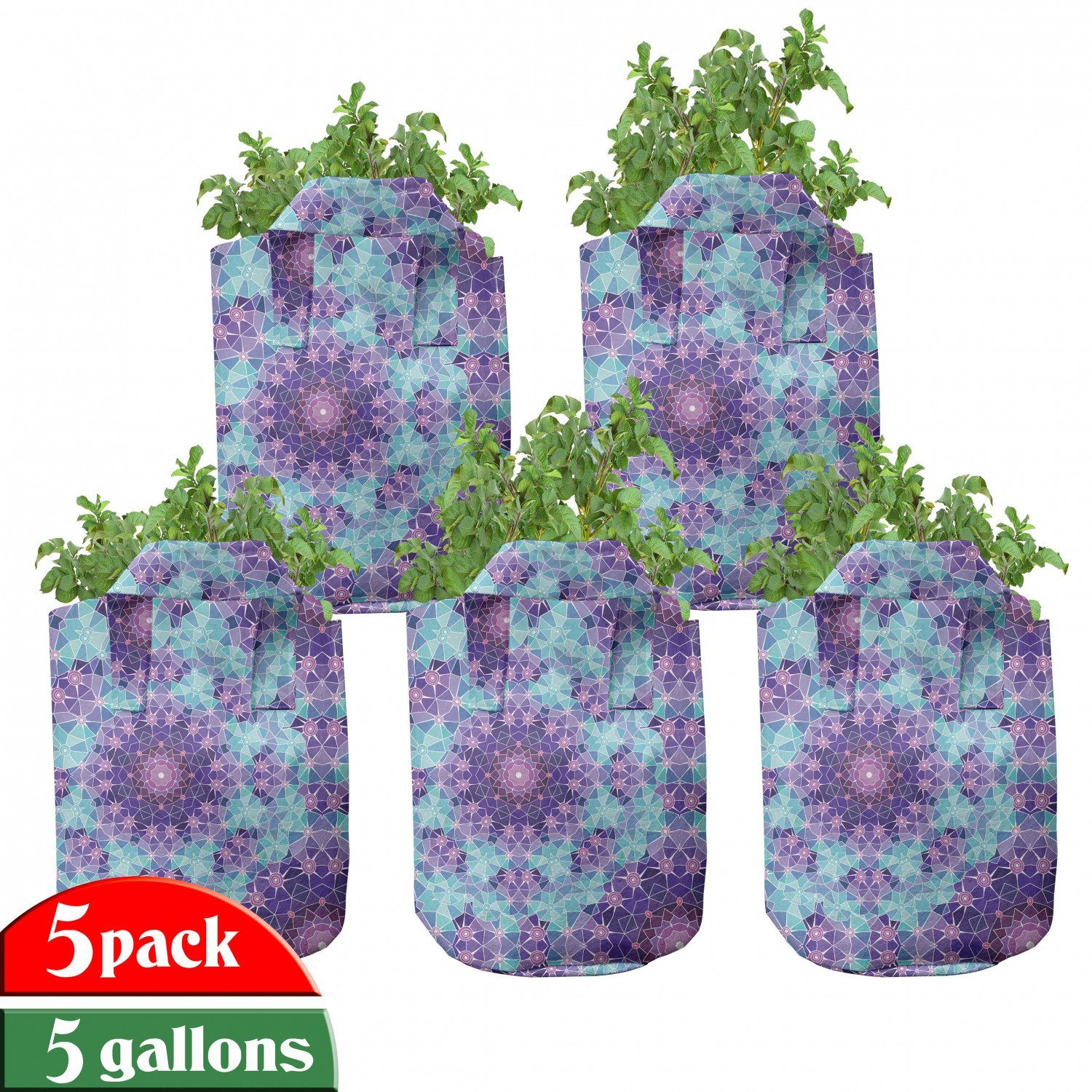 Abakuhaus Pflanzkübel hochleistungsfähig Stofftöpfe mit Griffen für Pflanzen, lila Mandala Mosaic Fractal
