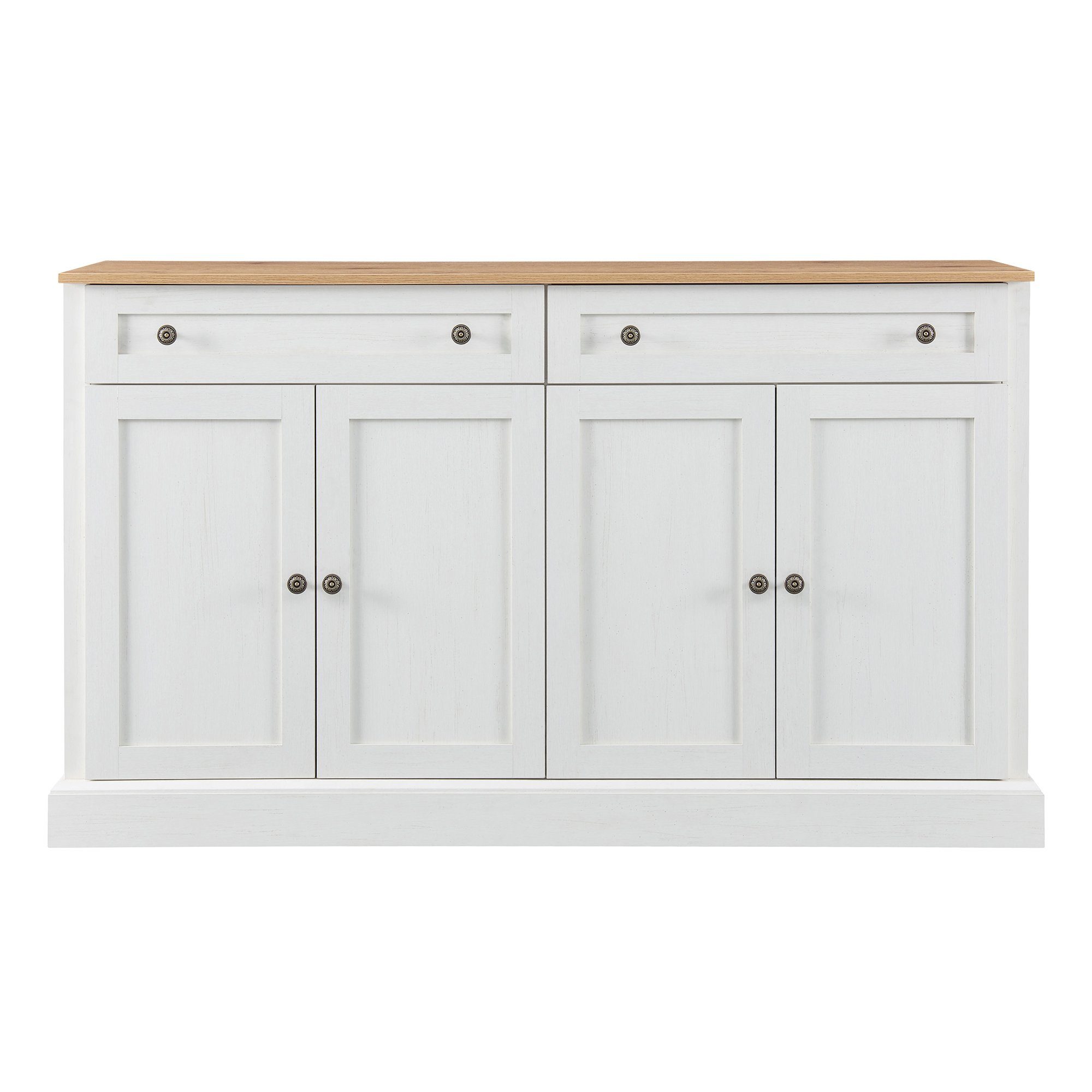 Flieks Kommode, Sideboard mit 2 Schubladen und 4 Türen 150x40x86cm