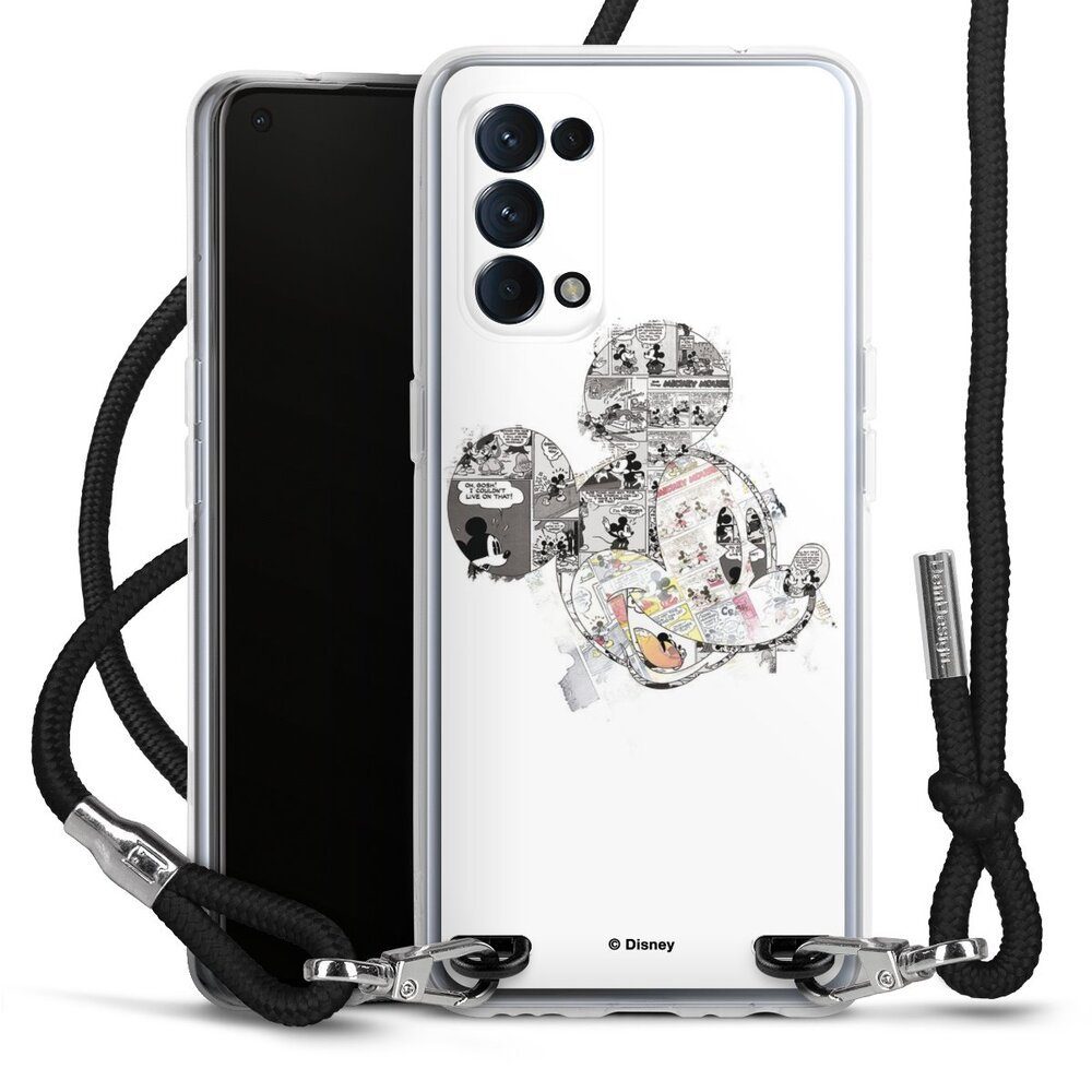 DeinDesign Handyhülle Mickey Mouse Offizielles Lizenzprodukt Disney Mickey Mouse - Collage, Oppo Find X3 lite Handykette Hülle mit Band Case zum Umhängen