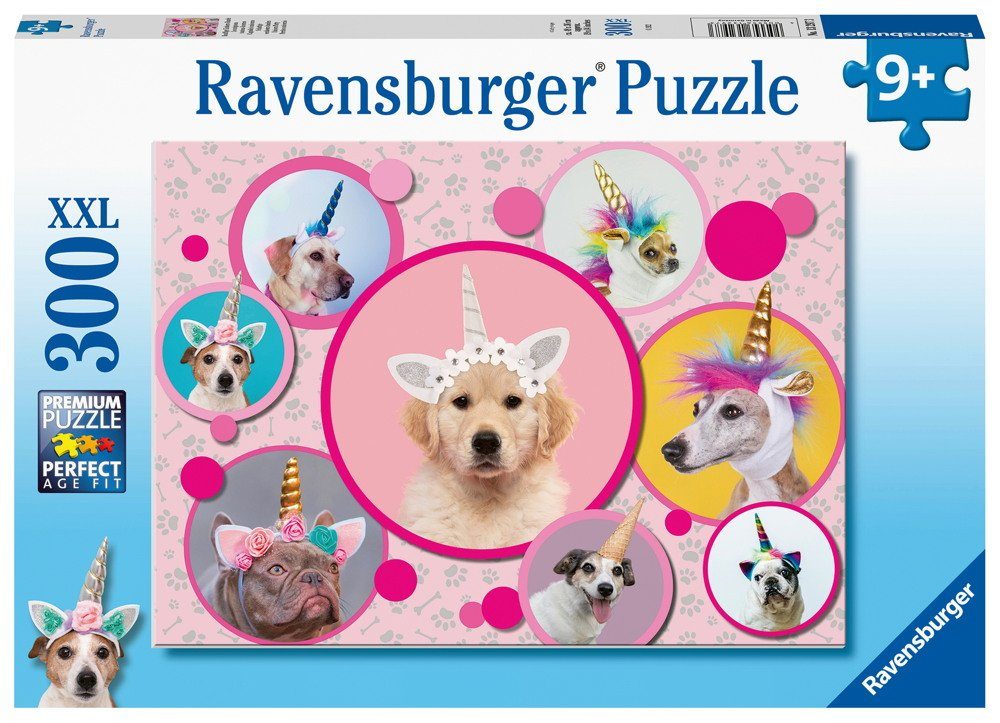Ravensburger Puzzle 300 Teile Puzzle XXL Knuffige Einhorn-Hunde 13297, 300 Puzzleteile