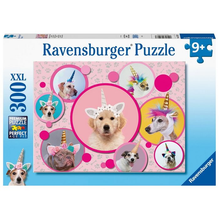 Ravensburger Puzzle 300 Teile Puzzle XXL Knuffige Einhorn-Hunde 13297 300 Puzzleteile