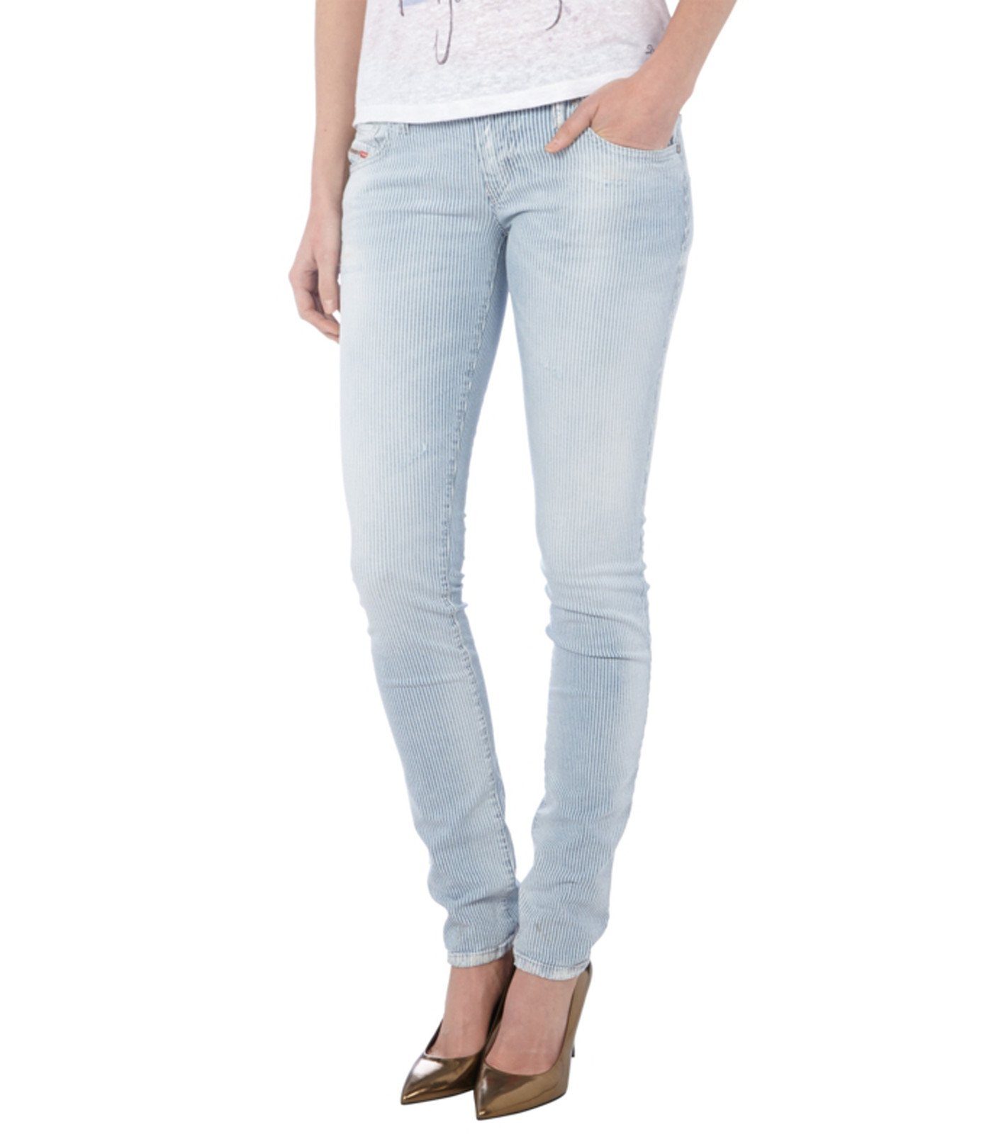 Diesel Regular-fit-Jeans »DIESEL Super Slim Fit Jeans bequeme Damen  Freizeit-Hose Freizeit-Hose Blau/Weiß gestreift« online kaufen | OTTO