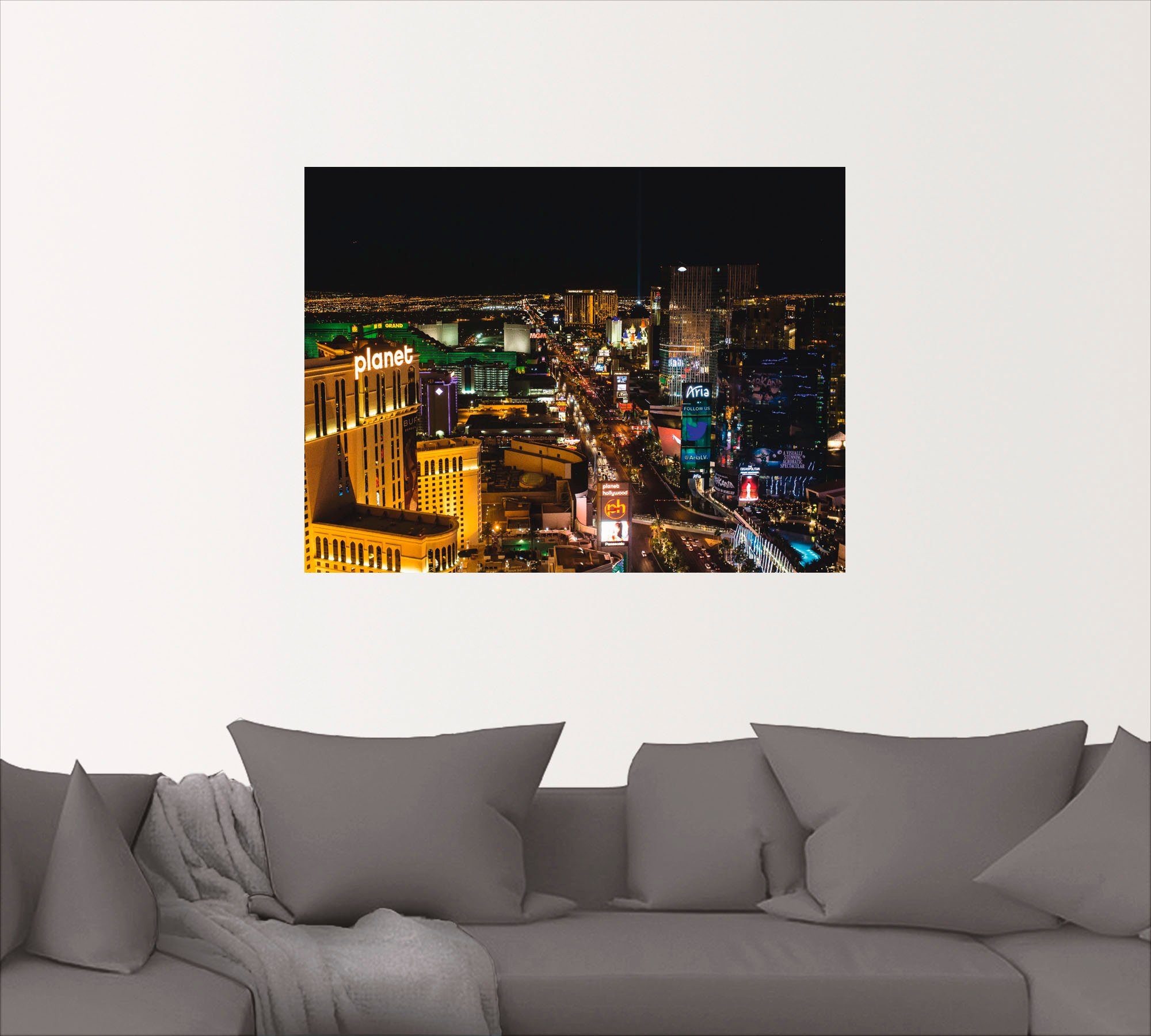 Leinwandbild, Artland (1 in Größen Amerika Nacht, St), Wandaufkleber als versch. oder bei Las Wandbild Vegas Poster