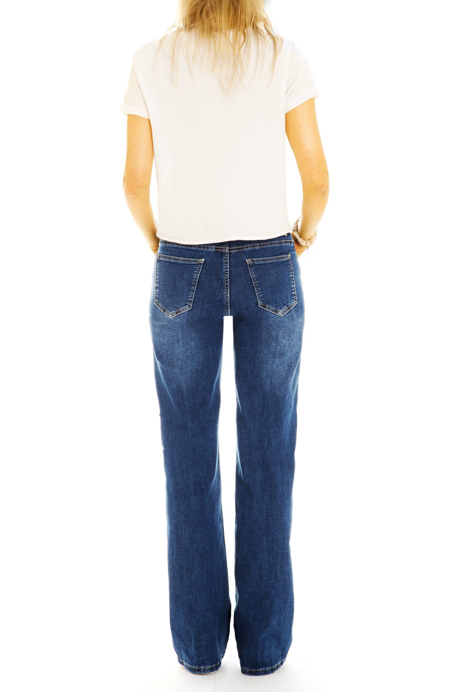 - Denimblue Stretch-Anteil, Straight-Jeans stretch regular - j18e-1 styled Damen straight Hosen Medium 5-Pocket-Style mit waist be Jeans cut