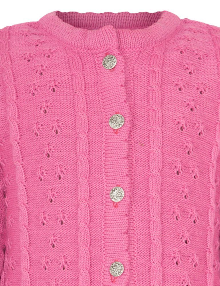 Isar-Trachten Strickjacke Kinder Strickjacke 'Leonie' Ajourmuster 47063, Pi