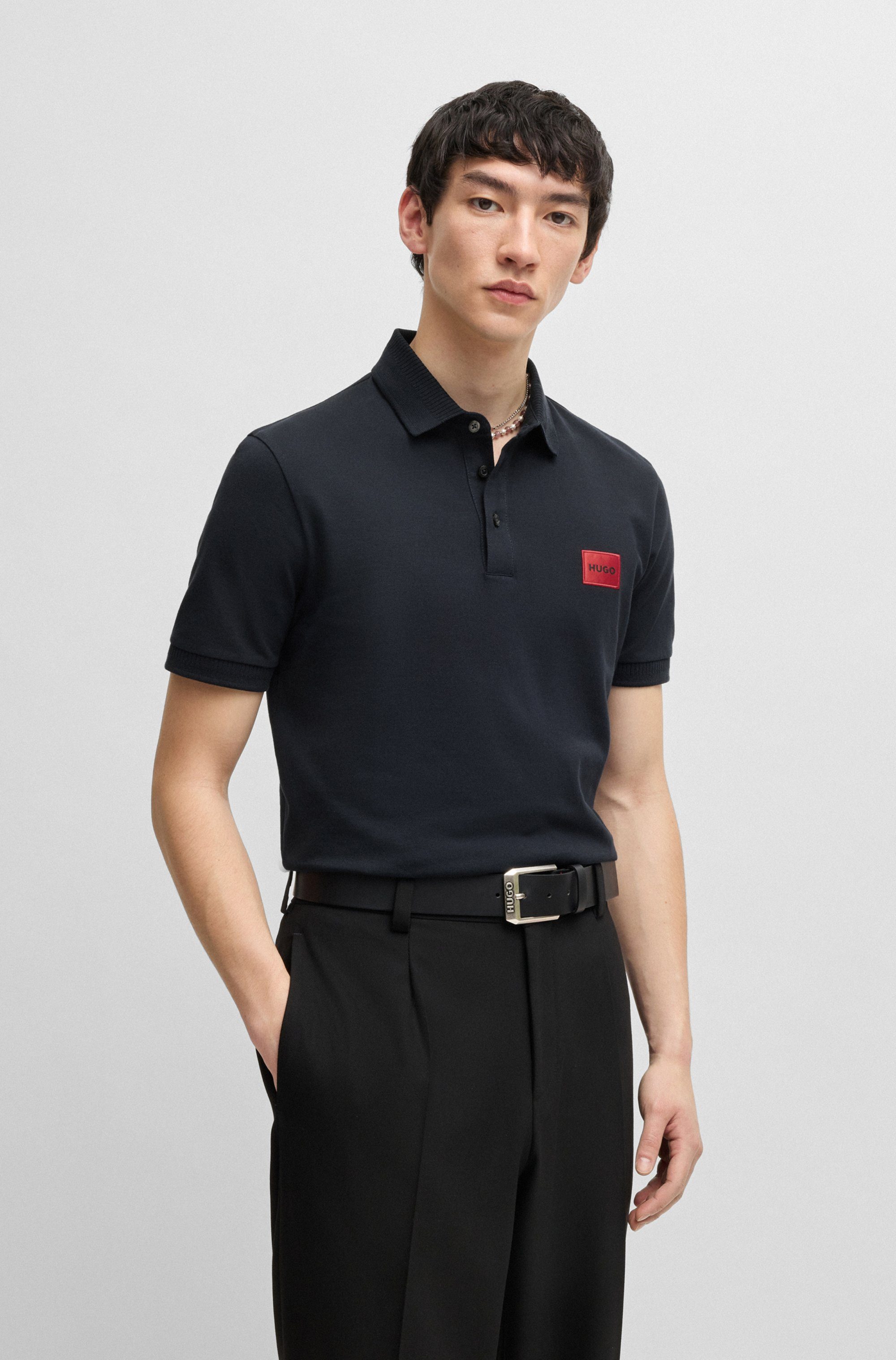 HUGO Poloshirt Dereso Slim Fit, Kurzarm, HUGO Weblabel