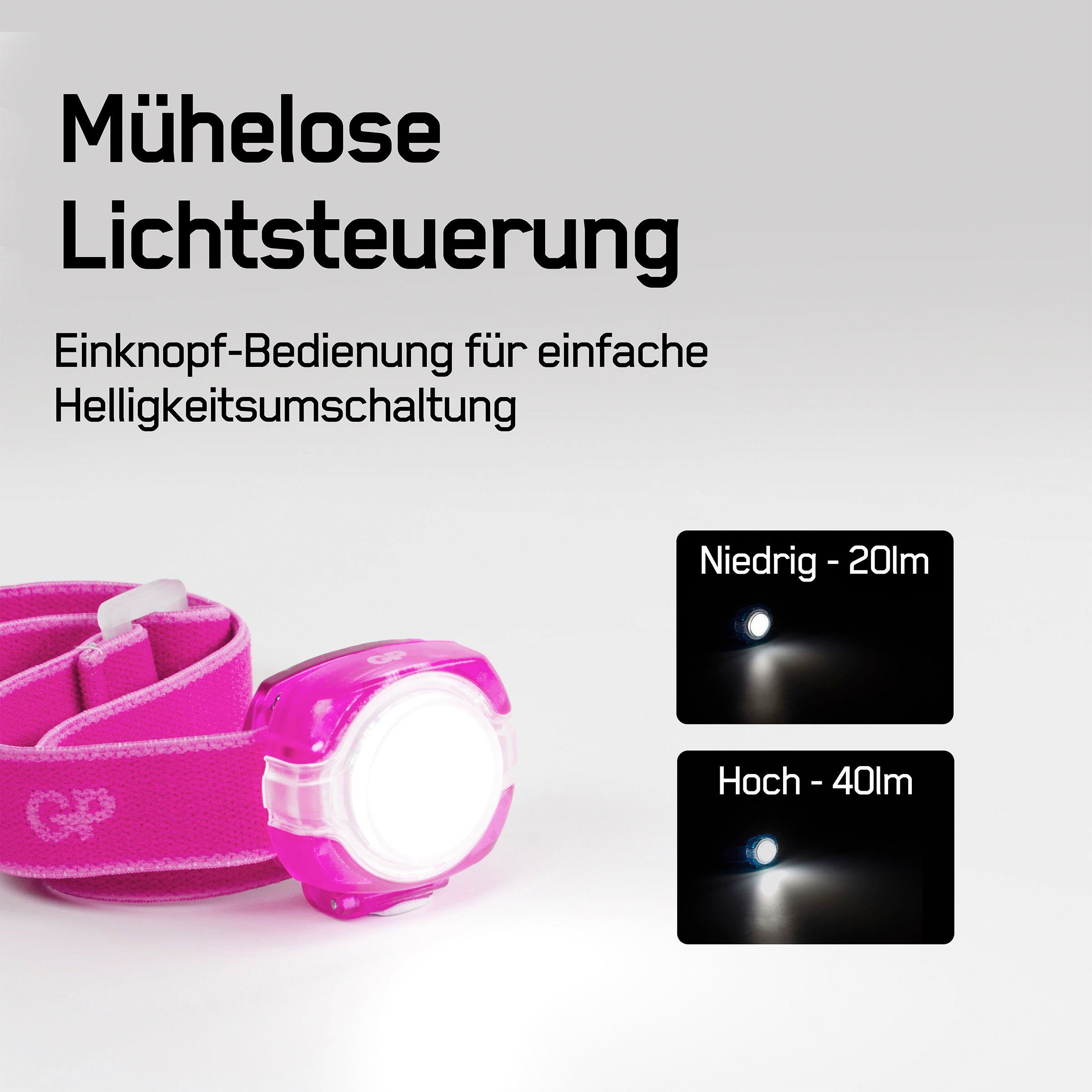 Stirnlampe Clip befestigen mit Batteries rosa CH31, überall Discovery zu Schulranzen) GP abnehmbare Leuchte, (z.B.