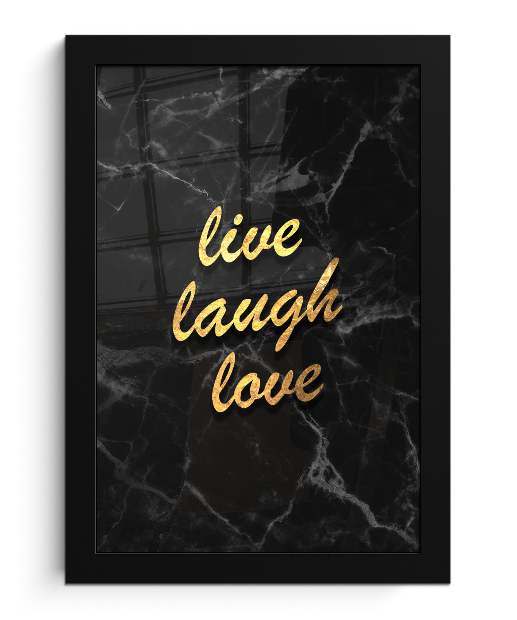 Poster Zitat - Leben - Liebe - Gold - Marmor