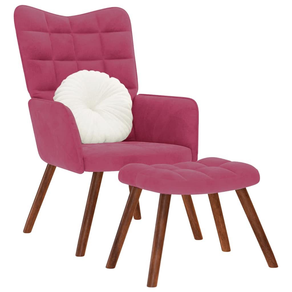 Sessel Relaxsessel mit Hocker Weinrot Samt