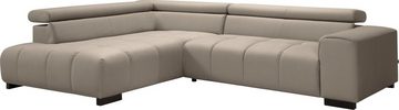 exxpo - sofa fashion Ecksofa Positano, L-Form, 3 verstellbare Kopfstützen, wahlw. mit Bettfunktion u. Kissen