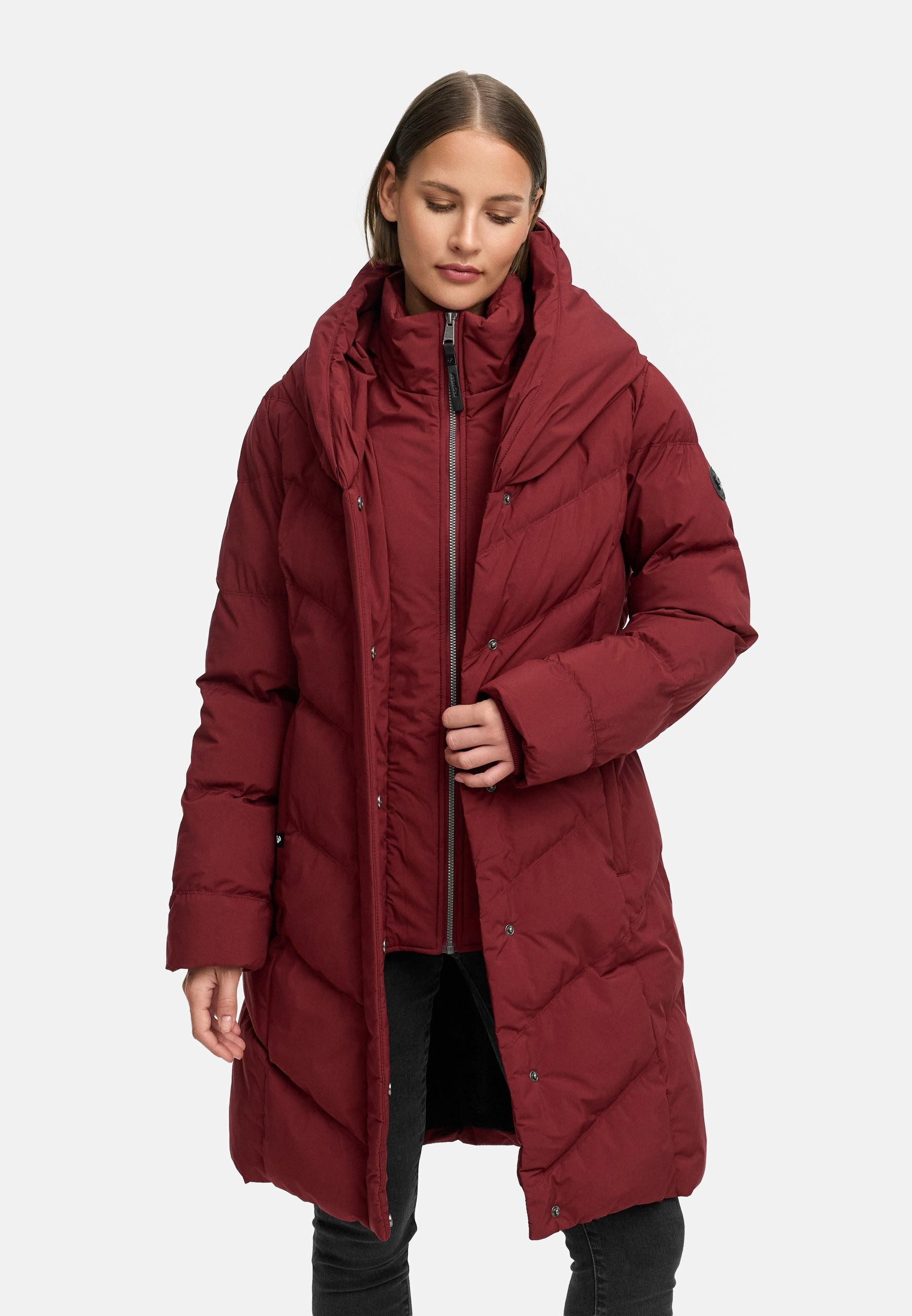Ragwear Steppmantel Natalka Soft YOUMODO Warmer Wintermantel mit hohem Kragen und Kapuze