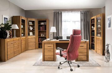 99rooms Schreibtisch Vittorio Massivholz Eiche Rustikal (Computertisch, Bürotisch), rechteckig, aus Massivholz, mit Schubladen, viel Stauraum