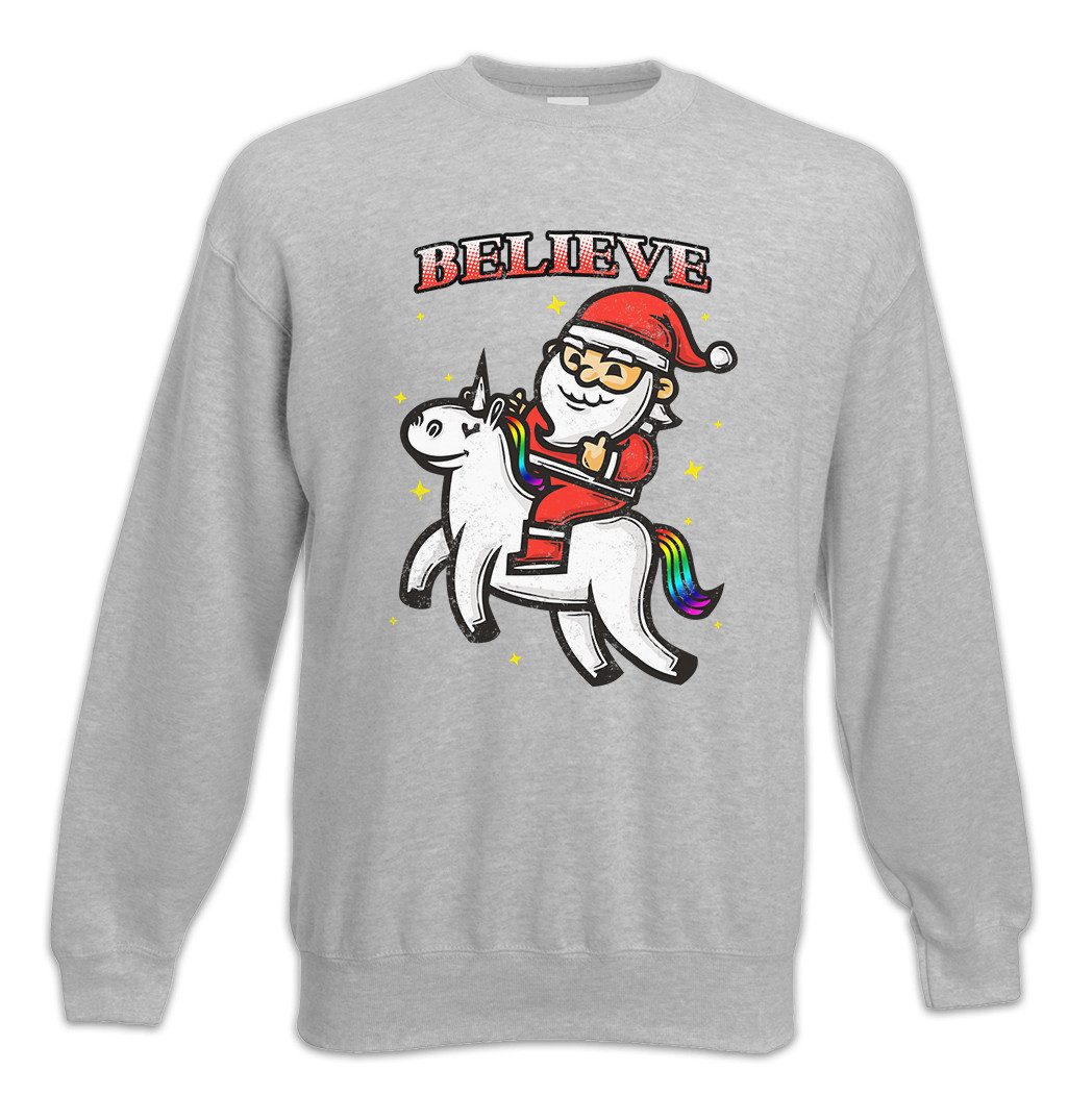Sweatshirt Believe Unicorn Santa Sweatshirt Einhorn Regenbogen Rainbow Clause