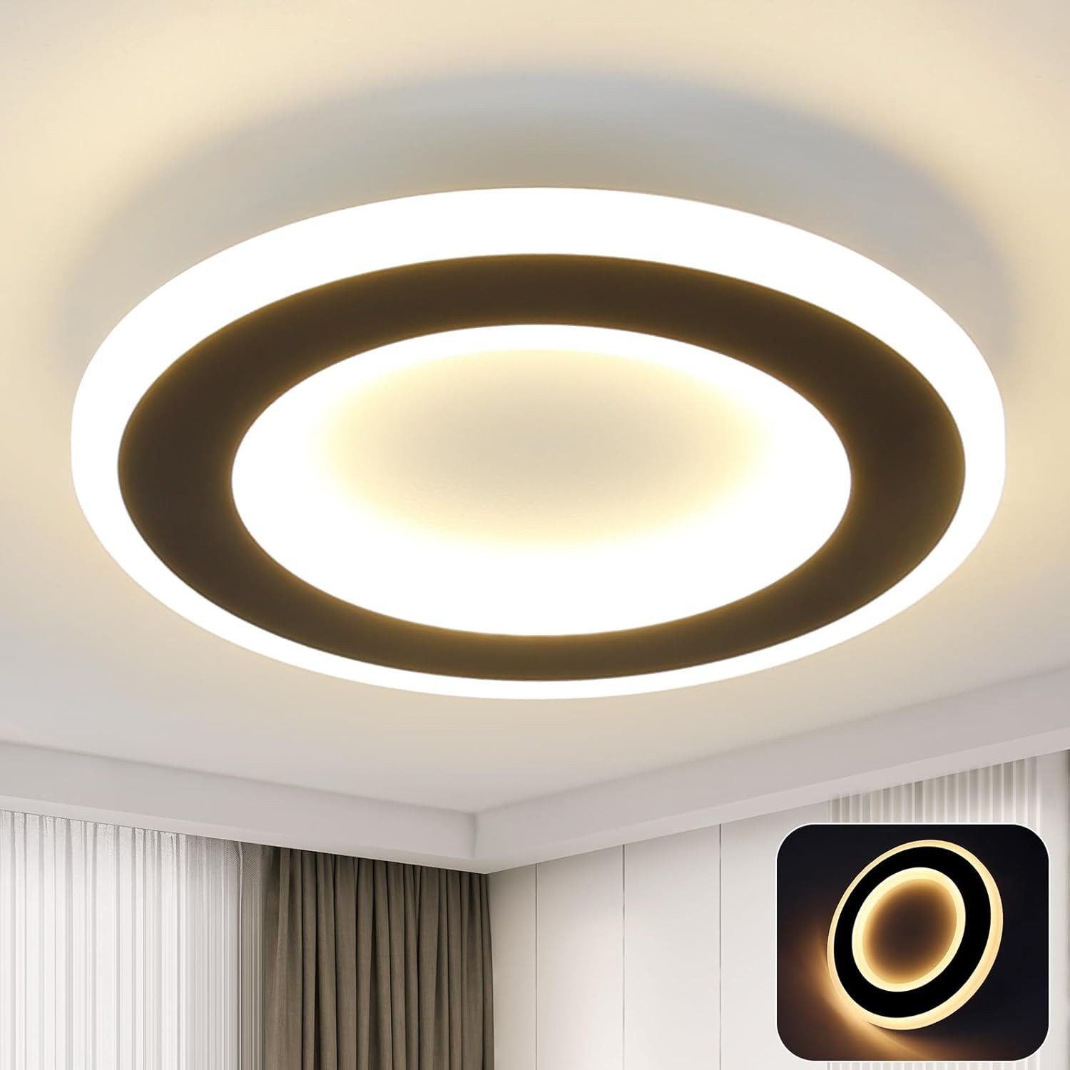 ZMH LED Deckenleuchte Deckenlampe Schwarz und Weiß Flurlampe 24cm Wohnzirmm günstig online kaufen