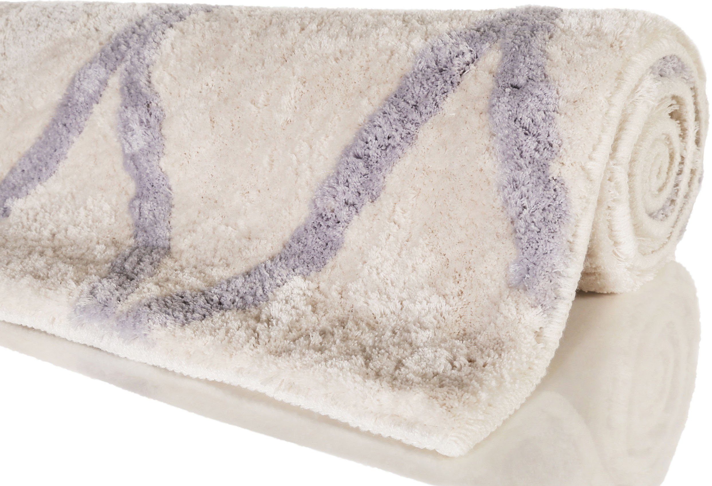 Homie Living Badematte San Bosa, Höhe 20 mm, rutschhemmend beschichtet, schnell trocknend, fußbodenheizungsgeeignet, Polyester, rechteckig, Badteppich, modernes Rauten Design, waschbar, Badezimmerteppich