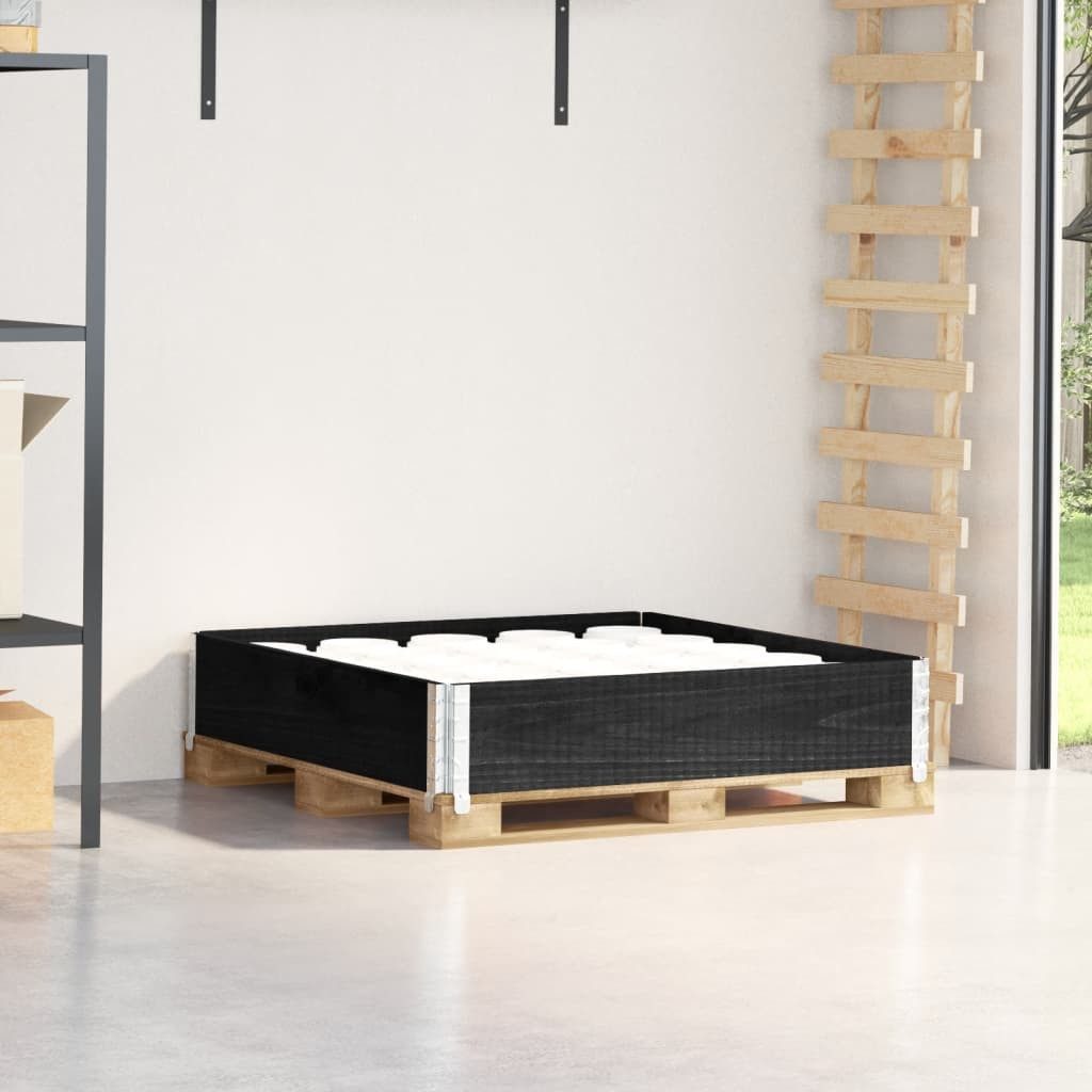 vidaXL Palettenbett Paletten-Aufsatzrahmen Schwarz 100x100 cm Massivholz Kiefer (1-tlg)