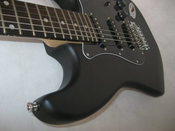 MSA E-Gitarre matt schwarz, Elektrogitarre 3x Singelcoil, Tremolo E Gitarre