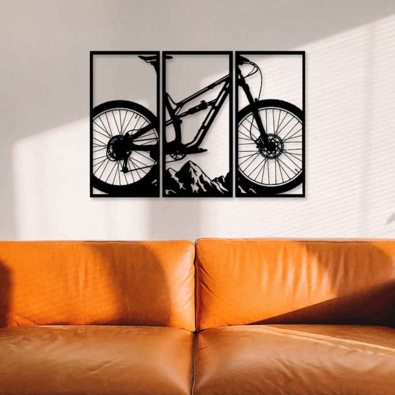 WoodFriends Wandbild aus Holz Mountainbike Fahrrad Holzschild zum Aufkleben Fahrradliebe, Deko Wandkunst Geburtstagsgeschenk Radler Fahrradsport
