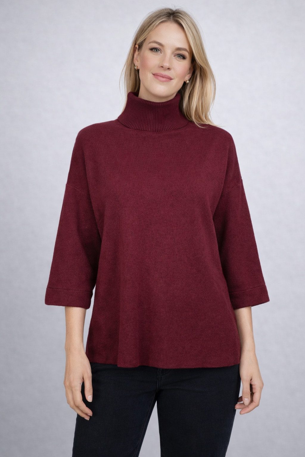 ITALY VIBES Rollkragenpullover - Pullover - 3/4-Arm Strickpullover mit Schlitz am Rücken für Damen ONE SIZE / passend für Größe S - L