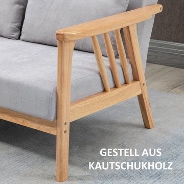 HOMCOM 2-Sitzer Zweisitzer Doppelsofa mit Armlehne, Loveseat mit Samtoptik, Kissen