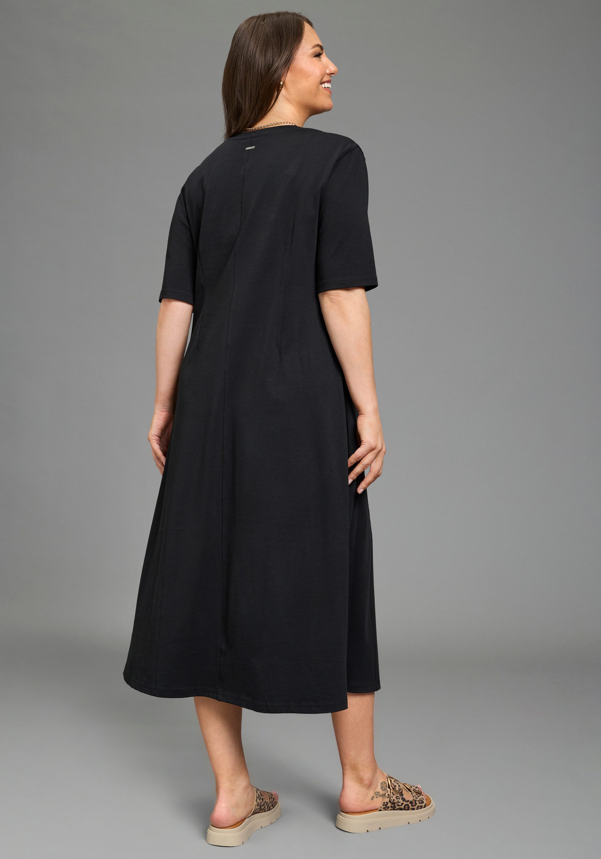 Laura Scott CURVE Maxikleid Große Größen Casual Stil in A-Linie, aus elastischer Shirtware – Bild 3 von 5