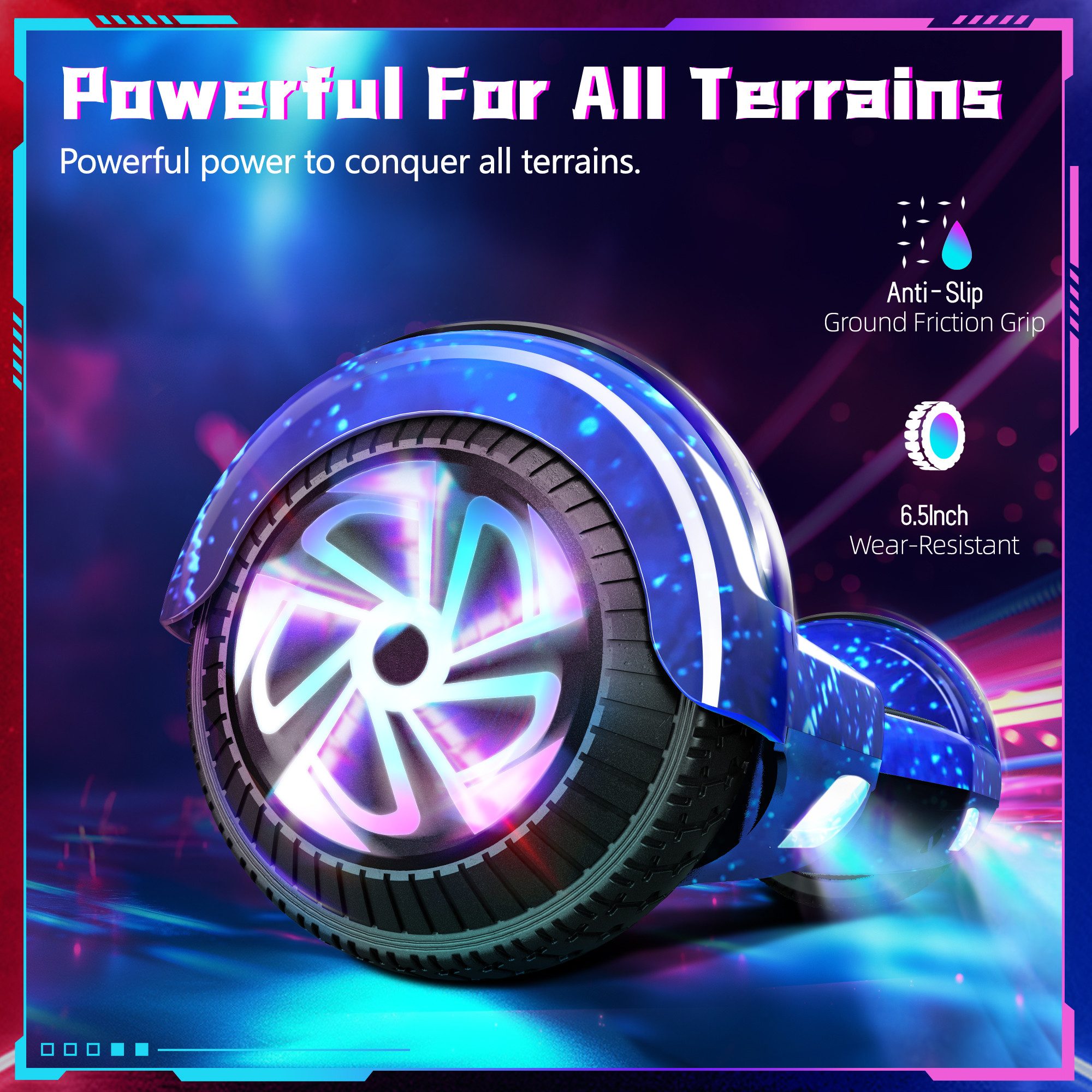 SISIGAD Balance Scooter 6,5 Zoll Dualmotorräder, Hoverboard mit LED-Licht, Smart Bluetooth, 10 km/h, Hoverboard mit LED Lichter Bluetooth,Geschenk für Kinder