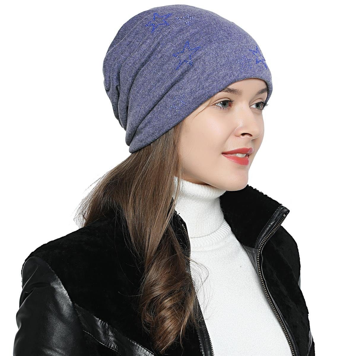 DonDon Beanie Damen Slouch mit Print günstig online kaufen
