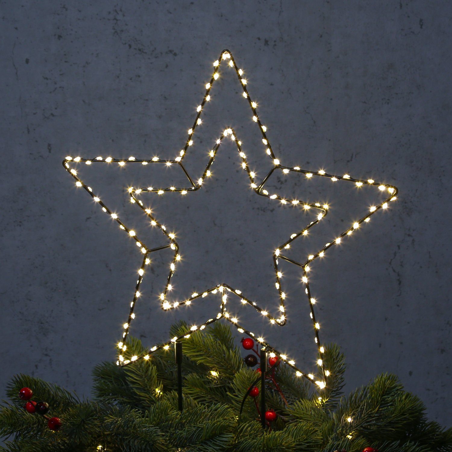MARELIDA LED-Stern für außen 38cm 3000K) Gartendeko, Stern LED Gartenstecker Classic, 180LED (2100K LED warmweiß Weihnachtsdeko bis