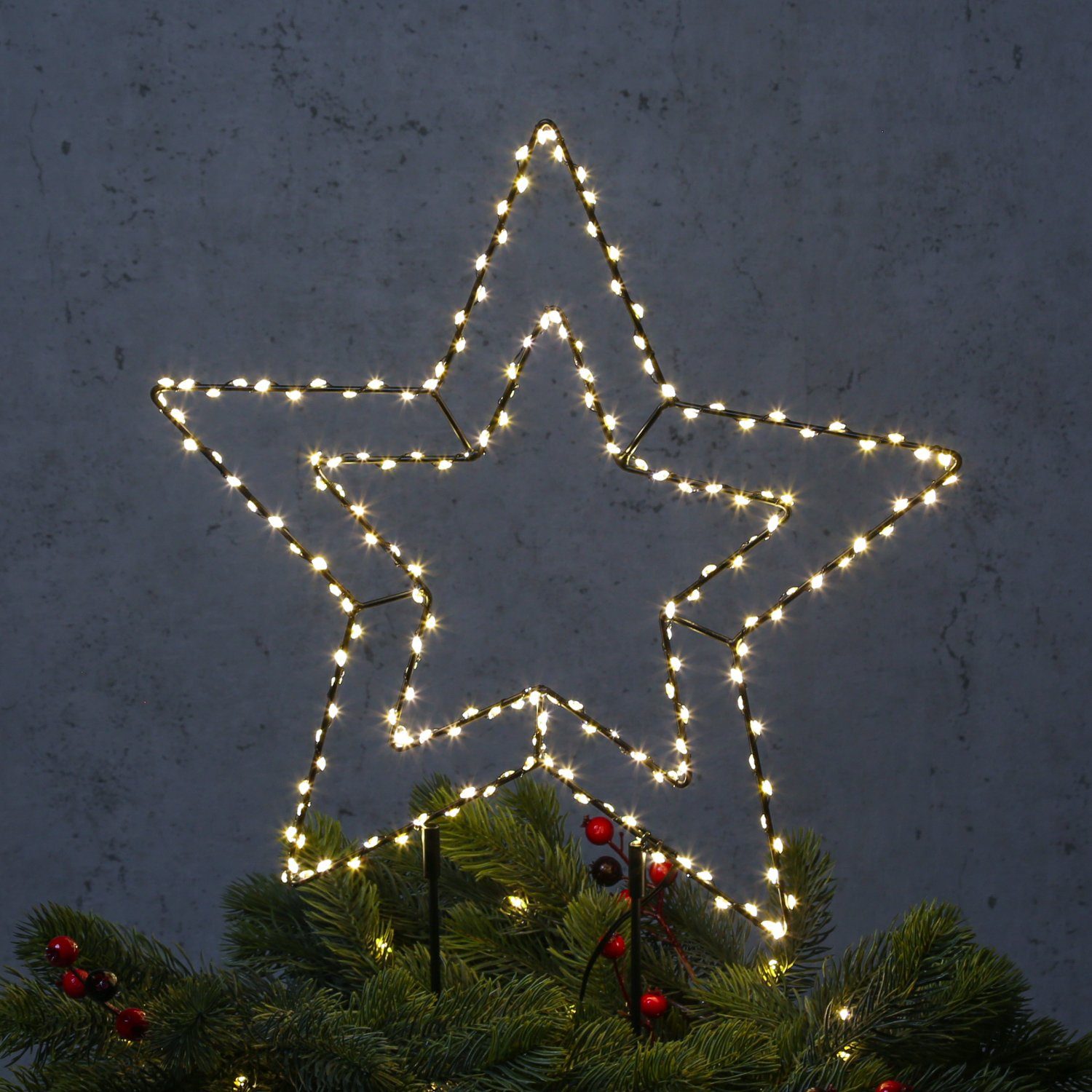 MARELIDA LEDStern für außen »LED Gartenstecker Stern Silhouette 180LED