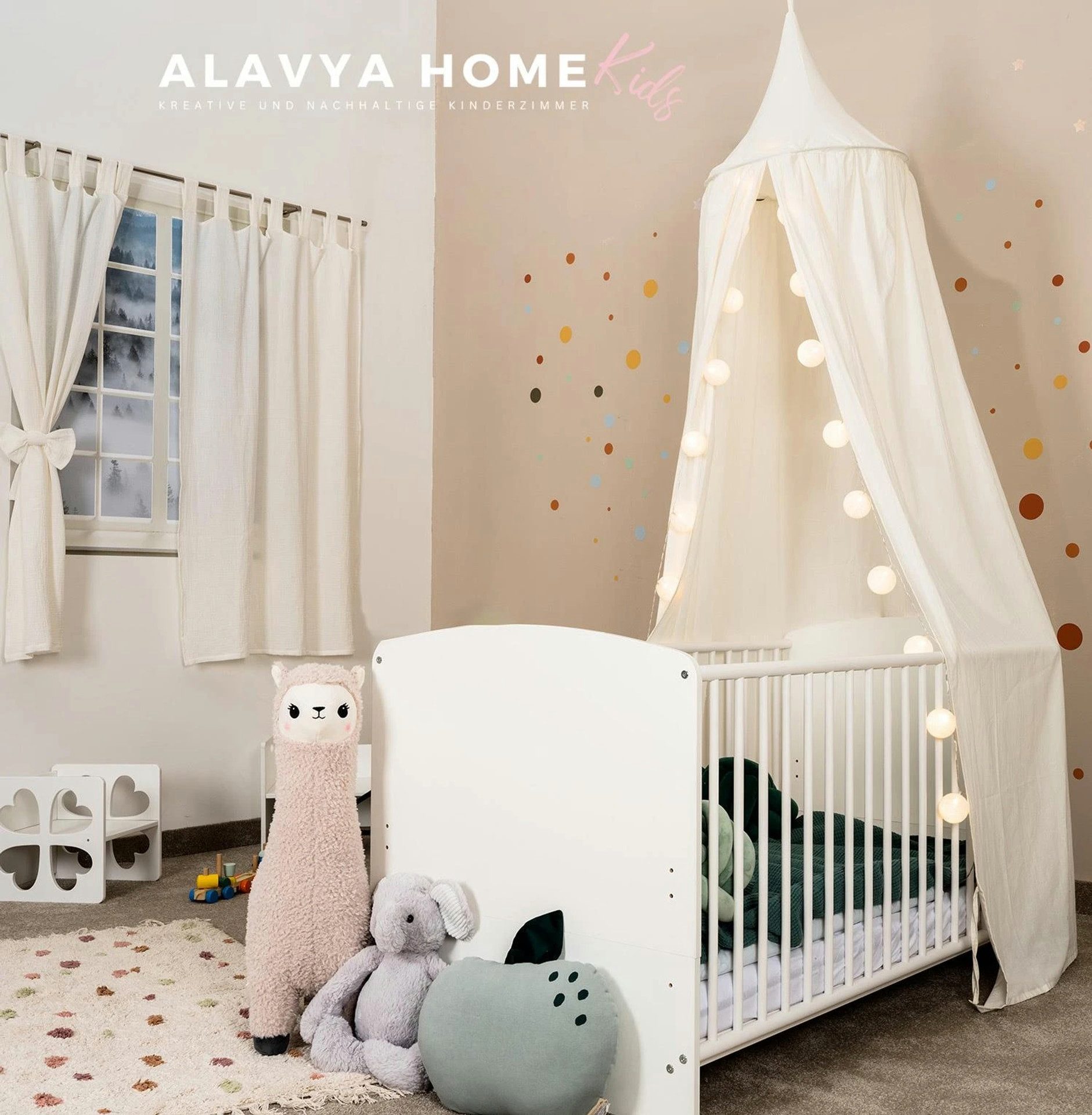 Alavya Home® Dekoobjekt Alavya Home Baldachin Betthimmel 250x50 cm Bio-Musselin Baumwolle - Cr