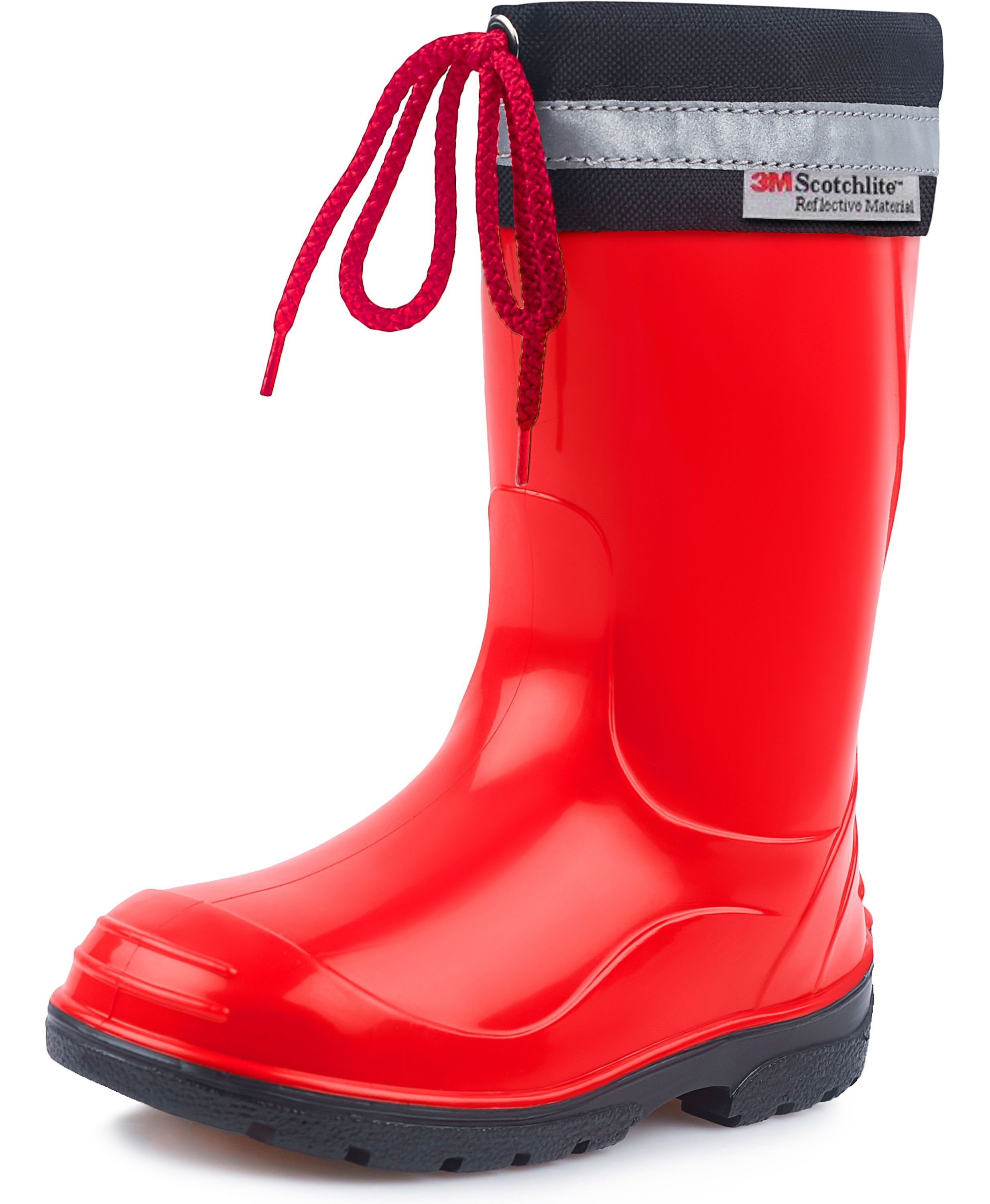 Ladeheid lange Regenschuhe für Mädchen und Jungen LA-972 Gummistiefel Kinder mit Stulpe zum Schnüren