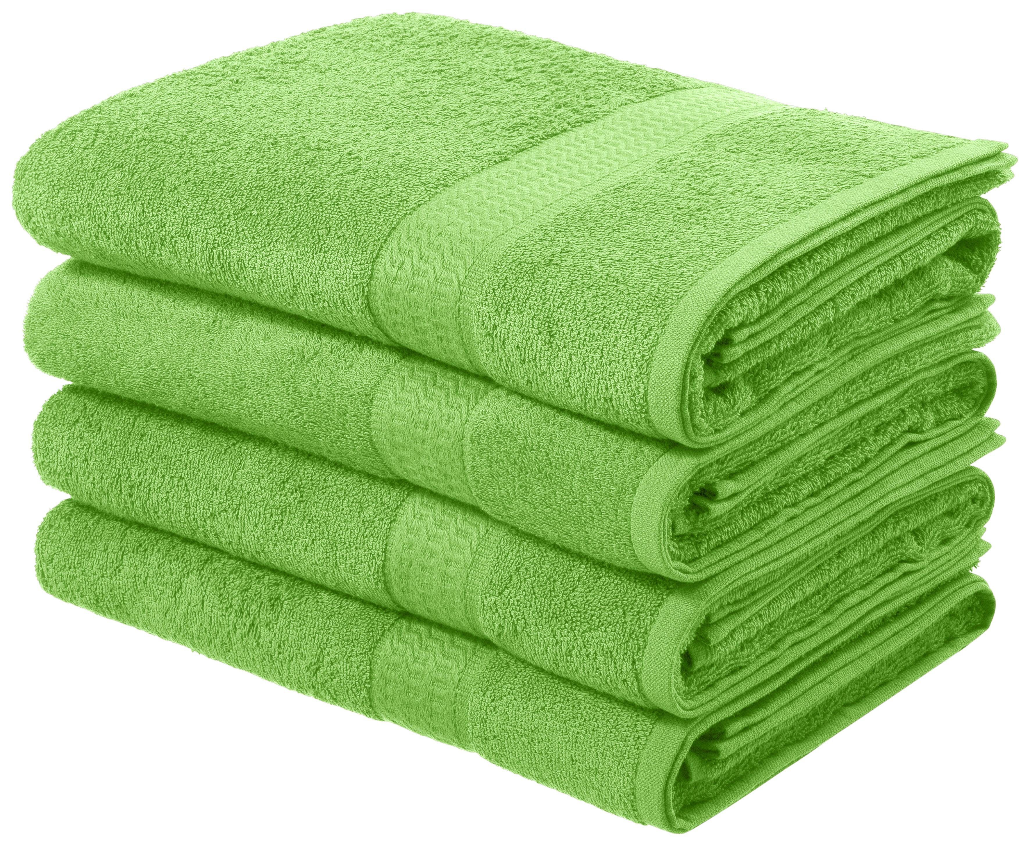 OTTO home Duschtücher Juna, als Set und Serie erhältlich, 4 Duschtücher, 70x140cm, Walkfrottee (4-St), Handtuch Set, 100% Baumwolle, mit Bordüre, Uni-Farben, weich