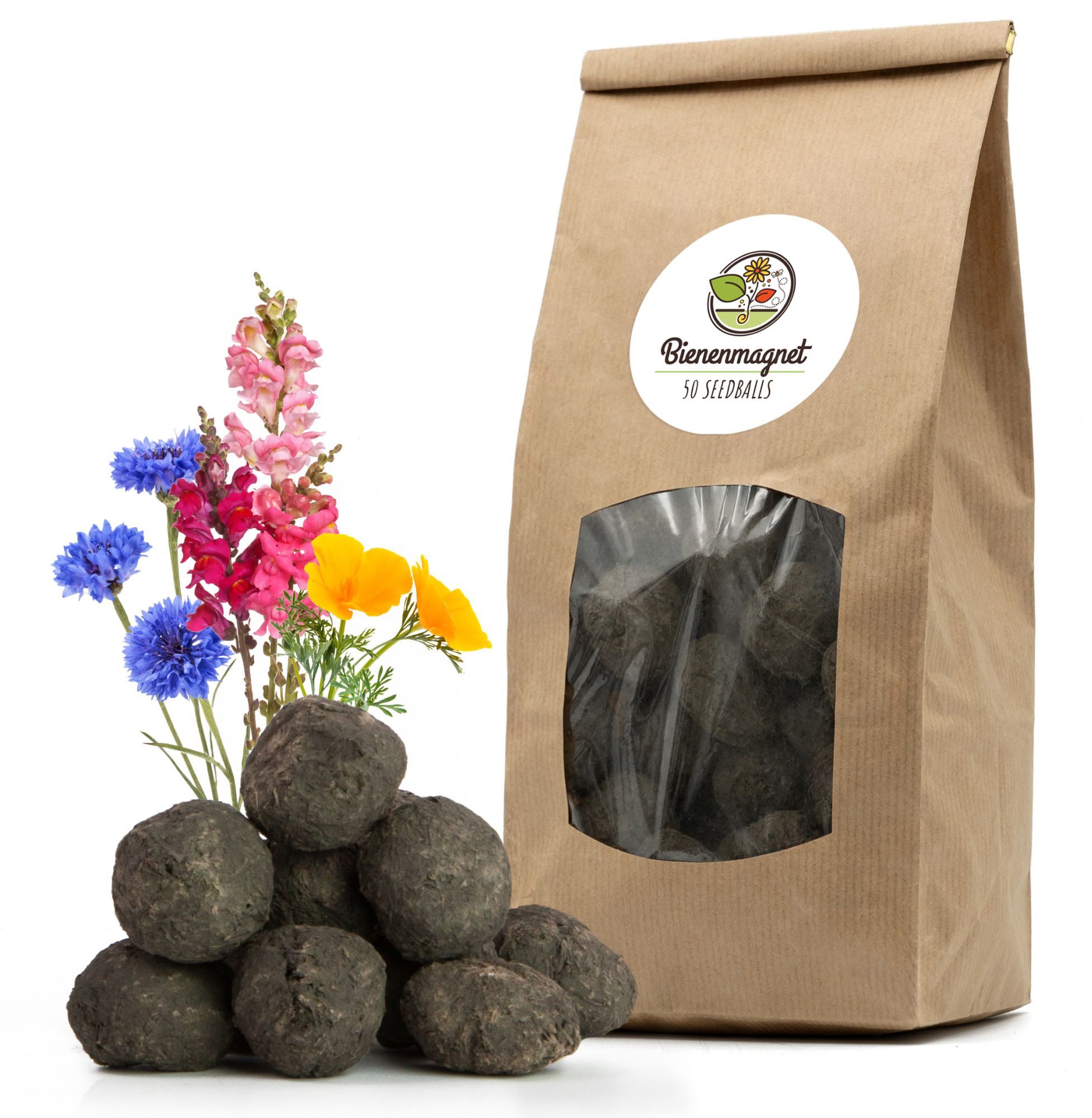 Blumensamen 50x Samenbomben für eine bunte Bienenweide - Seedbombs Wildblumensamen