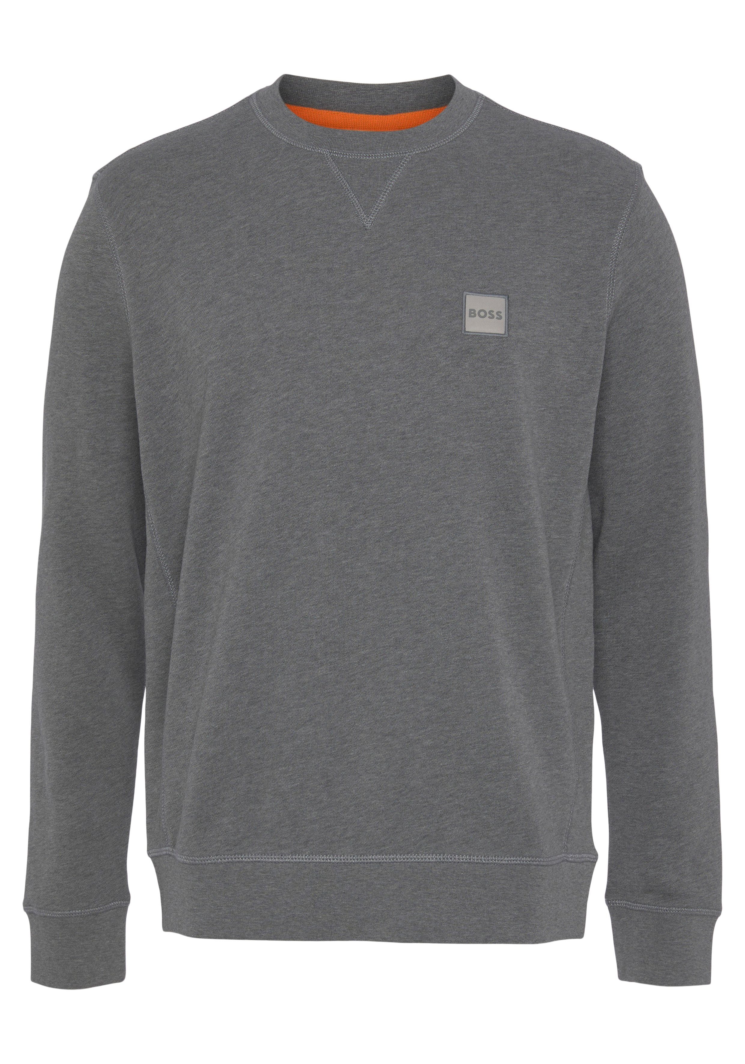 aufgesticktem Westart ORANGE mit BOSS grey_melange051 Sweatshirt BOSS Logo