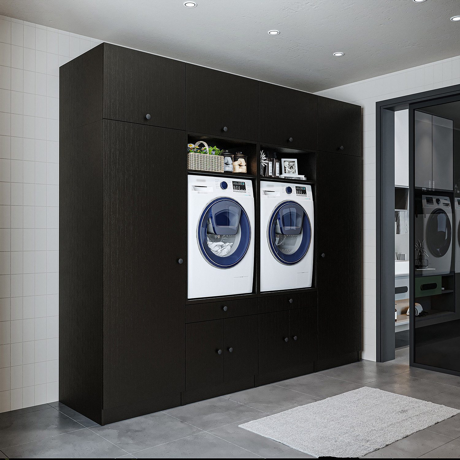 Roomart Waschmaschinenumbauschrank 254 cm (Schrankwand für Waschküche und H günstig online kaufen