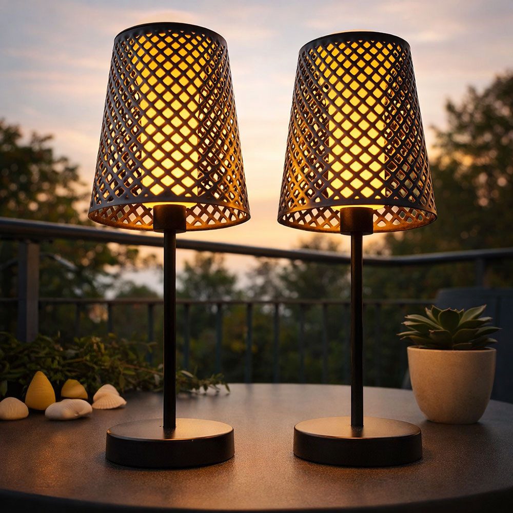 GLOBO LIGHTING LED Außen-Stehlampe, LED-Leuchtmittel fest verbaut, Warmweiß, LED Solar Tischleuchte Garten Solartischlampe für Außen Balkon Solar