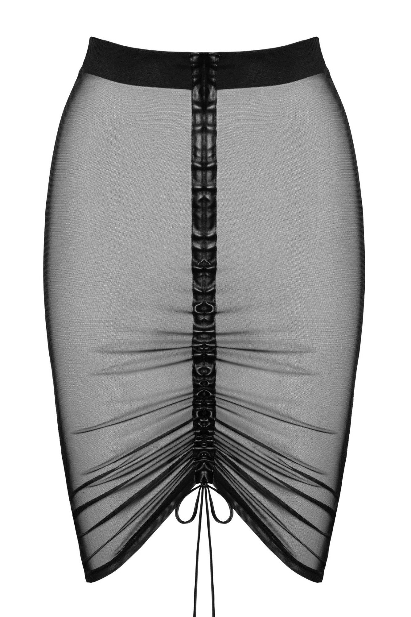 Noir Handmade Minirock Transparenter schwarzer Damen Rock knielang aus Netzmaterial mit Gummi