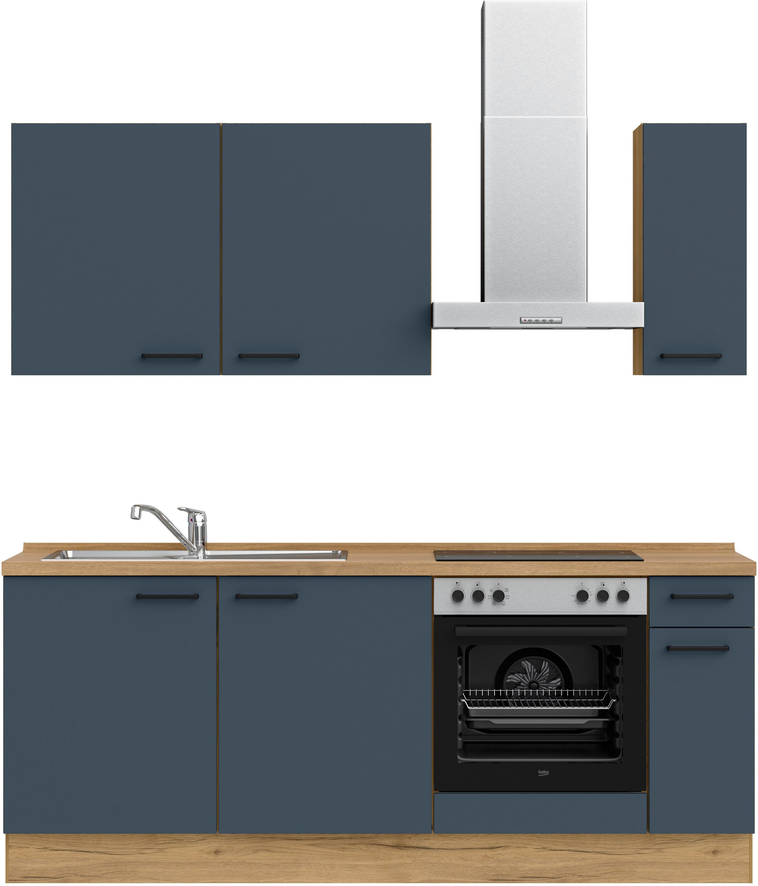 nobilia® Кухниzeile "Easytouch I", vormontiert, Ausrichtung wählbar, Breite 210 cm, wahlw. mit E-Geräten