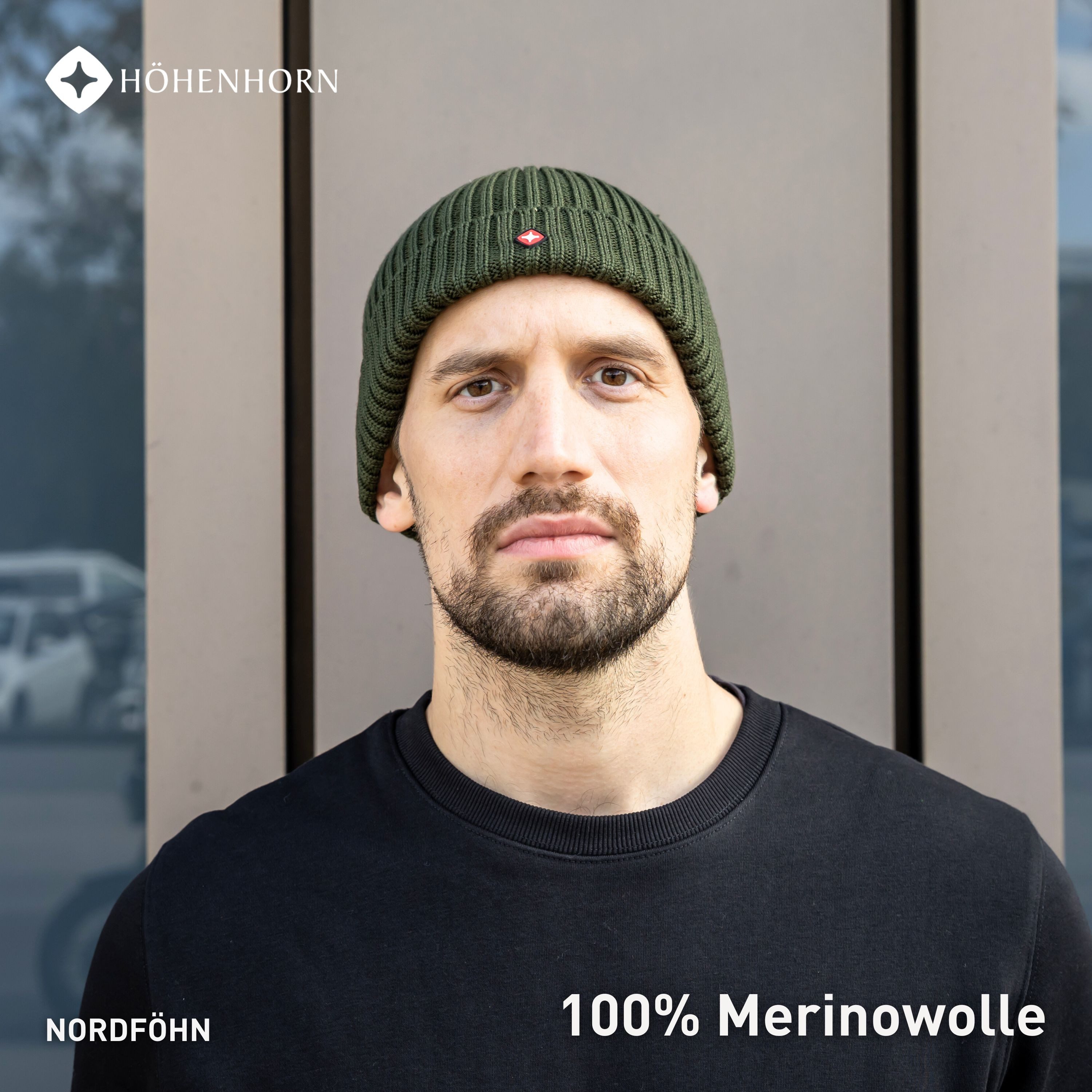 Höhenhorn Strickmütze Nordföhn Knitted Beanie Merinowolle Herren Damen Unisex Wintermütze Einheitsgröße, warm, weich, schnelltrockned