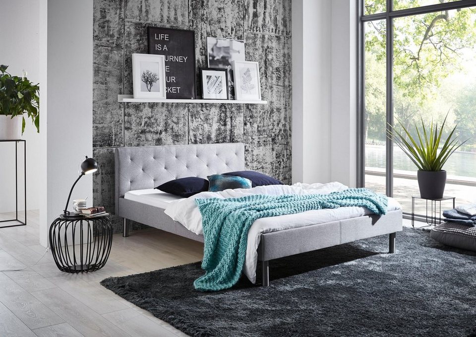 ATLANTIC home collection Polsterbett, Edle Knopfsteppung im Kopfteil